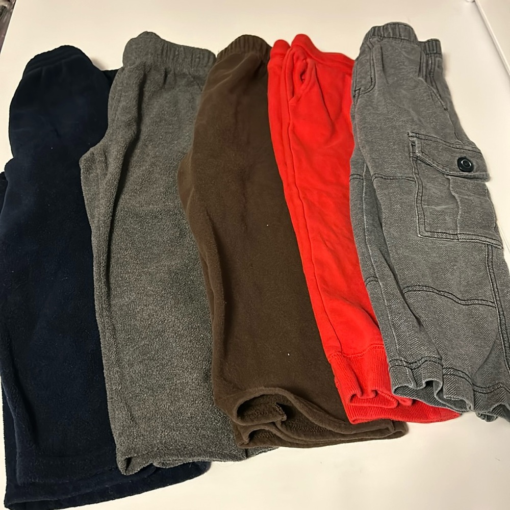 5 pairs of toddler pants in 4T: various brands.